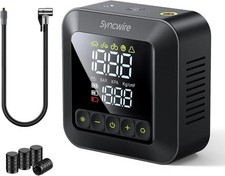 Syncwire Tragbarer Luftkompressor Mini Reifenpumpe 10.35Bar 12V Schwarz für Auto