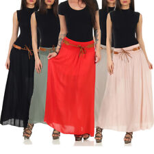 Damen Maxi Rock Langer Sommer Leichter Strandrock Stufen Wickel Tütü Röcke 14