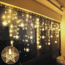 LED Lichterkette Schneeflocke Fenster Lichtervorhang Innen Weihnachtsbeleuchtung