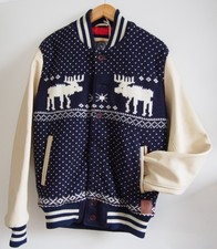 "Franklin Marshall" Lederärmel College Jacke Gr. L Dunkel, "Weihnachtsbomber"