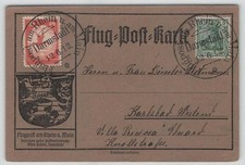 Deutsches Reich Nr. I + 85 Flugpostkarte Rhein/Main ab DARMSTADT 12.6.12 [529]