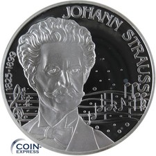 ÖSTERREICH 25 Ecu Gedenkmünze 1995 Johann Strauß Silber Strauss