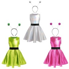 Kinder Mädchen Kostüm Alien Kleid Leistung Outfits A-Linie Ärmellos Party Raum