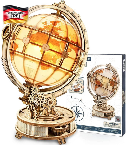Holzpuzzle globus mit led - holzpuzzle,