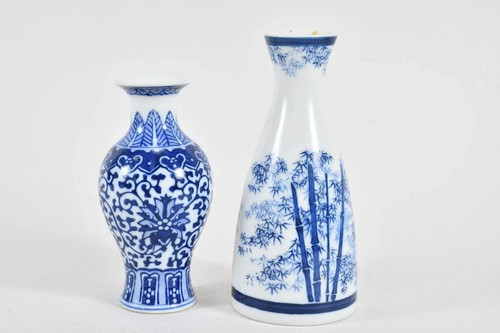 Duo blau weiß porzellan vasen - duo,