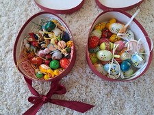 Ostern Dekoration 57 Teile Eier Hasen  Vögel Hängedeko Tischdeko Holz bemalt
