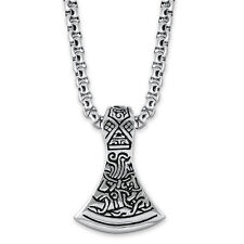Streitaxt-Anhänger Thors Edelstahl-Kette Axt silbern Mythologie Germanen Kelten 