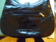 Schulter-Handtasche für Damen,schwarzes Leder v.Marc Chantal (M.C.)3 Fächer,gebr