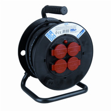 UNITEC Kabeltrommel IP44 H05RR-F3G1,5mm² 25m mit 4 Schutzkontakt-Steckdosen