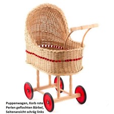 Puppenwagen, Korb  rote Perlen Korbpuppenwagen, Puppe, Bettchen, Geschenke