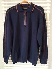 Breidhof Herren Vintage Strick Pullover Gr. 54 blau 50% Wolle Reißverschluss