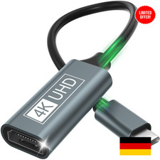 USB C auf HDMI 4K Adapter Thunderbolt Kompatibel mit Handy, Tablet und Laptop