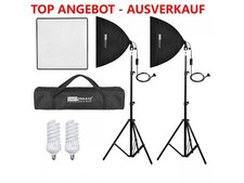 2x Daylight Set ET-50cm Softbox, 1400W E27 Lampe, Stativ, Tasche 5500K Fotolicht