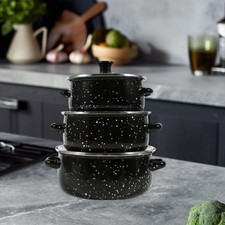 3 Stück Email Stockpot mit