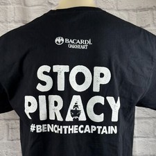 Bacardi Oakheart Gewürzte Rum T-Shirt XL Stop The Piraterie Bench Captain Morgan
