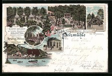 Lithographie Reichenbrand, Gasthaus Pelzmühle, Dampfboot & Gondelfahrten 1897 
