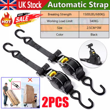 2 x Automatik Spanngurt 680 daN 3 Meter 25mm selbstaufrollend Zurrgurt S-Haken