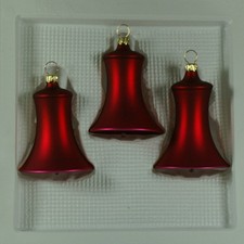 Lauschaer Glas Christbaumschmuck Glocken klein dunkelrot matt mundgeblasen