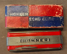 Alte Hohner Mundharmonika Echo Elite im defektem Karton Sammlerstück Deko