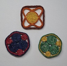 3 Untersetzer Set Bast Vintige 70er Jahre