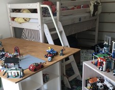 Flexa Hochbett Kiefer massiv weiß lasiert - Höhe 157 cm