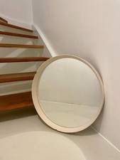 Großer runder Spiegel mit Rand VINTAGE weiß Holz Wandspiegel