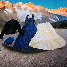 Dirndl komplett made in Austria tannengrün und blau, Größe 36, Janker 