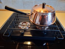 Fondue Set bestehend aus Doppelbrenner und einem Topf aus Kupfer