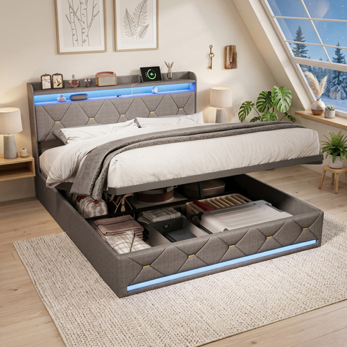 Polsterbett 140x200cm mit - , led