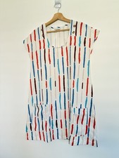 Mehrfarbig Kleid Weiß Blau