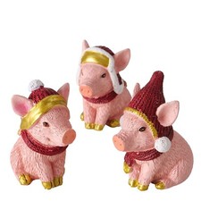 3 x Dekofigur Pigo Kunstharz