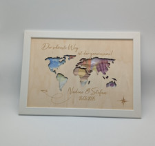 Geldgeschenk Weltkarte zur Hochzeit, Geschenkidee Brautpaar, Reise Flitterwochen