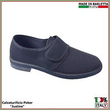 Herren Stoff Hausschuhe mit Klettverschluss Pokerschuhe 141 schwarz