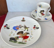 Vintage Geschirr Arzberg 3 Teil. Kinderset Baa Baa schwarzes Schaf, West Germany