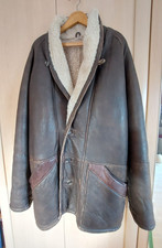 Herren Leder Jacke Lammfelljacke Lederjacke Echtleder braun Größe XL Vintage