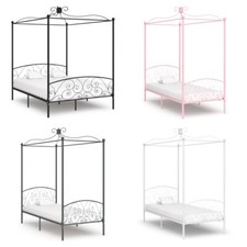 Himmelbett Gestell Metall Bettgestell Metallbett mit Rahmen Modern Stabil neu