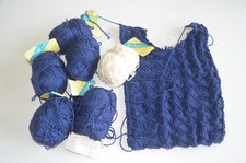 300g Wolle / Wollreste / Wollpullover / Kinder / angefangen / blau