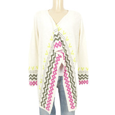 EDC BY ESPRIT Offener Cardigan Zipfel Ethno Offwhite Gr. S 36 