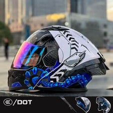 Integralhelm mit Klappvisier Flip-up Motorradhelm DOT blau/weiß Belüftung