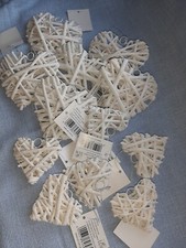 12 St.  Rattan Herzen Set Shabby Weiß Deko Ostern 