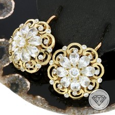 Wert: 2.700,- Florale Ohrringe 585 / 14 Kt Gold XXYY