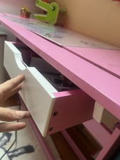 Schreibtisch höhenverstellbar mit Schublade rosa weiss