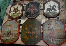 6x Bauernmalerei Holztafeln handbemalt Tiroler Stil Vintage Wanddeko Landhaus