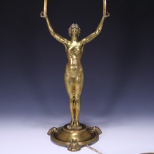 Jugendstil Messing Tischlampe Salammbô nach Paul-Eugène Breton (1868-1932) 74 cm