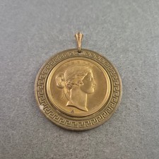Vintage Medaillon Anhänger – Antikes Münzdesign in Goldoptik