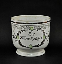 A-9240309 Porzellan Blumentopf Silberhochzeit Schlesien Um 1900