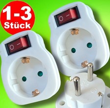 1 | 2 | 3 x Steckdose mit Schalter Set Zwischensteckdose Zwischenstecker Adapter