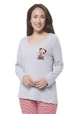 Minnie Mouse XMAS Schlafanzug für Damen Pyjama Set Langarm Oberteil mit Hose