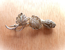 Brosche Jugendstil Rosenknospe filigran Blumen Antik Schmuck