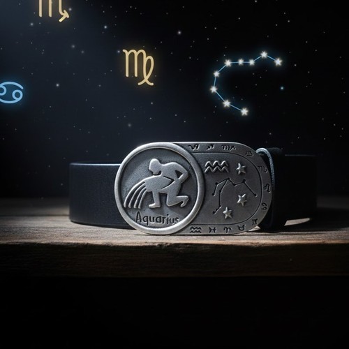 Aquarius zodiac belt buckle - aquarius,